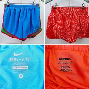 Nike Dri-fit/Reebok Neon Lined Running Shorts Lot, 2 Pair, Size S/M